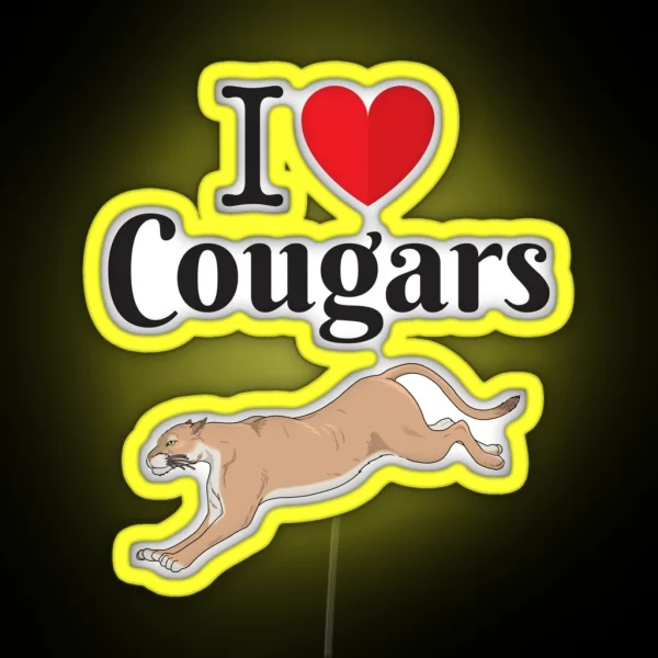 I Love Cougars RGB Neon Sign
