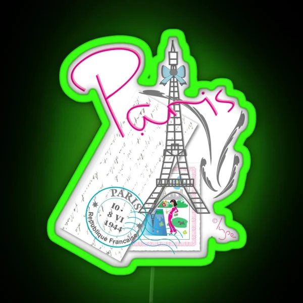 I Love Paris Eiffel Tower With Letter RGB Neon Sign