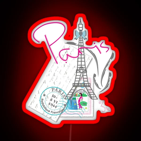 I Love Paris Eiffel Tower With Letter RGB Neon Sign