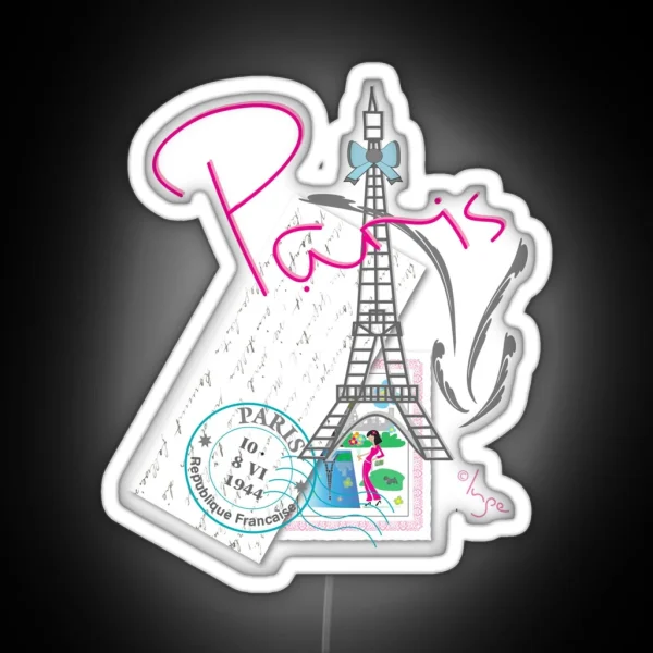 I Love Paris Eiffel Tower With Letter RGB Neon Sign