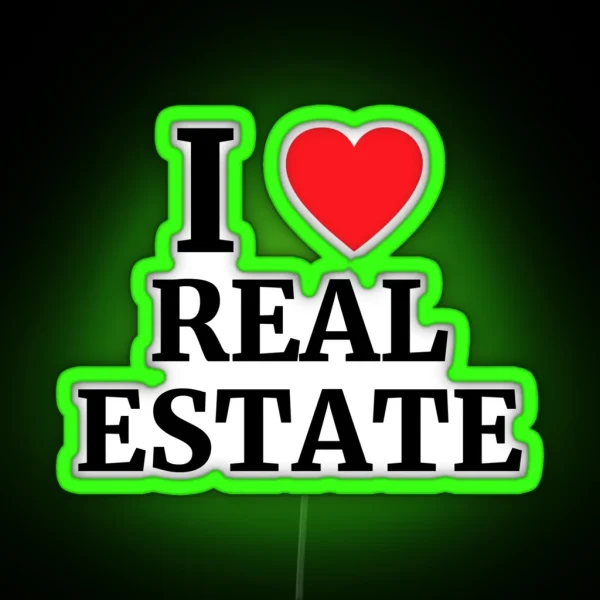 I Love Real Estate Heart RGB Neon Sign