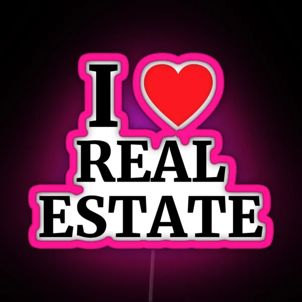 I Love Real Estate Heart RGB Neon Sign