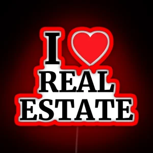 I Love Real Estate Heart RGB Neon Sign