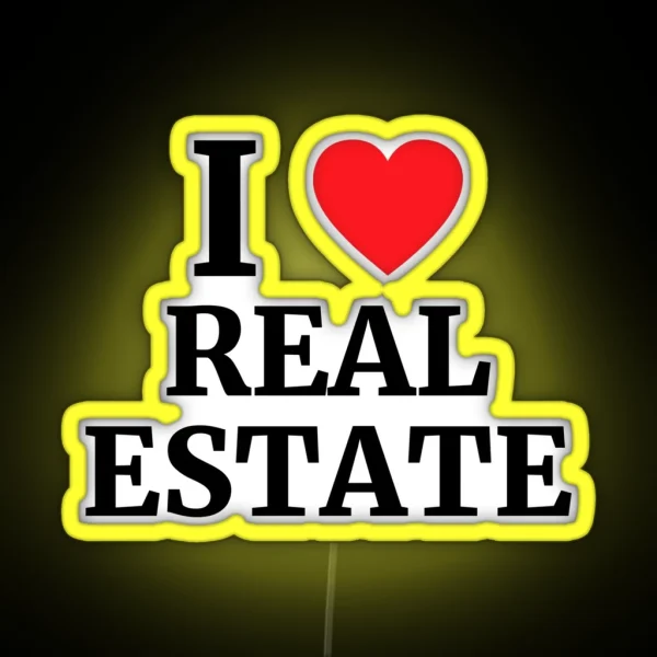 I Love Real Estate Heart RGB Neon Sign