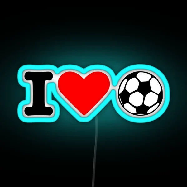 I Love Soccer Ball RGB Neon Sign