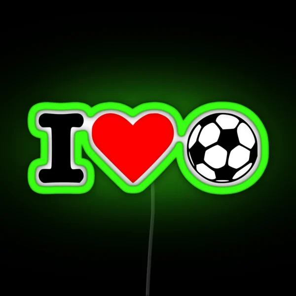 I Love Soccer Ball RGB Neon Sign