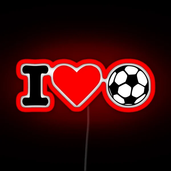 I Love Soccer Ball RGB Neon Sign