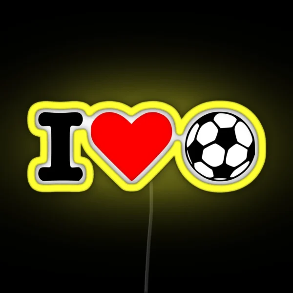 I Love Soccer Ball RGB Neon Sign