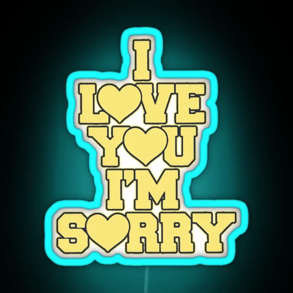 I Love You I M Sorry Yellow Heart Varsity Block Text RGB Neon Sign