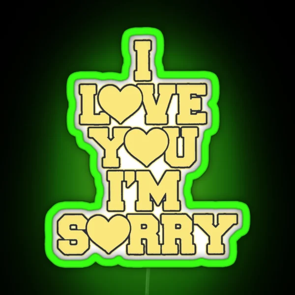 I Love You I M Sorry Yellow Heart Varsity Block Text RGB Neon Sign