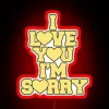 I Love You I M Sorry Yellow Heart Varsity Block Text RGB Neon Sign - Image 2