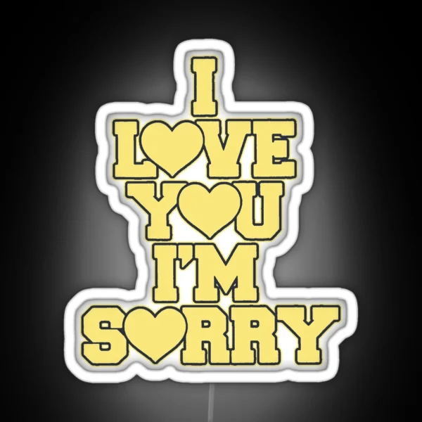 I Love You I M Sorry Yellow Heart Varsity Block Text RGB Neon Sign