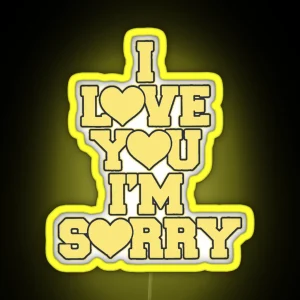 I Love You I M Sorry Yellow Heart Varsity Block Text RGB Neon Sign