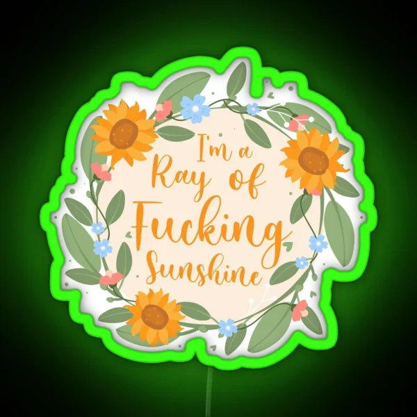 I M A Ray Of F Ing Sunshine Socially Awkward Floral Wreath RGB Neon Sign