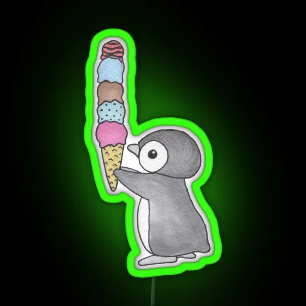 Ice Cream Penguin RGB Neon Sign