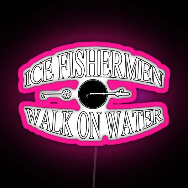 Ice Fishermen Walk On Water RGB Neon Sign