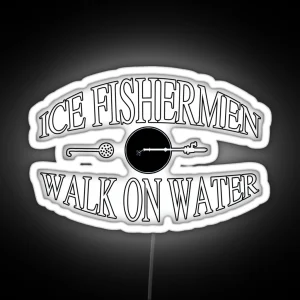 Ice Fishermen Walk On Water RGB Neon Sign