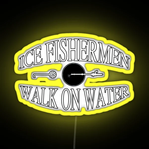 Ice Fishermen Walk On Water RGB Neon Sign