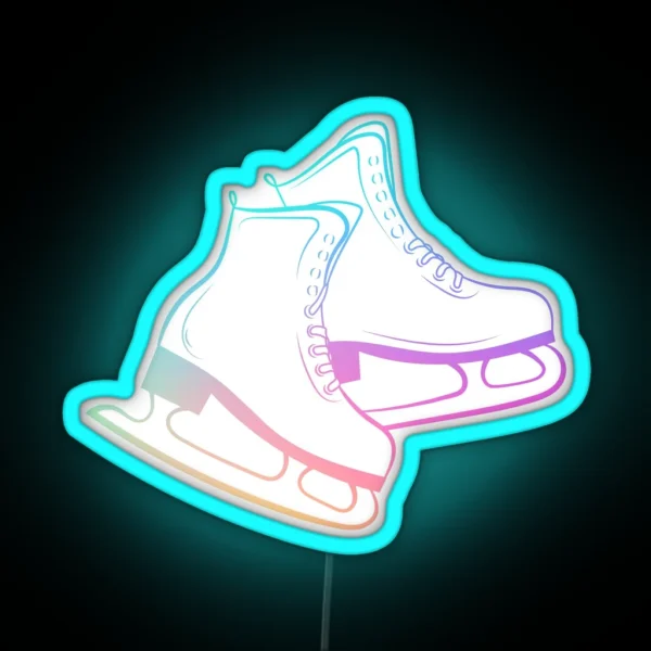 Ice Skates Figure Skating Rainbow RGB Neon Sign