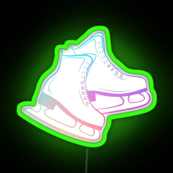 Ice Skates Figure Skating Rainbow RGB Neon Sign