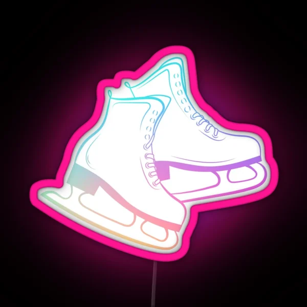 Ice Skates Figure Skating Rainbow RGB Neon Sign