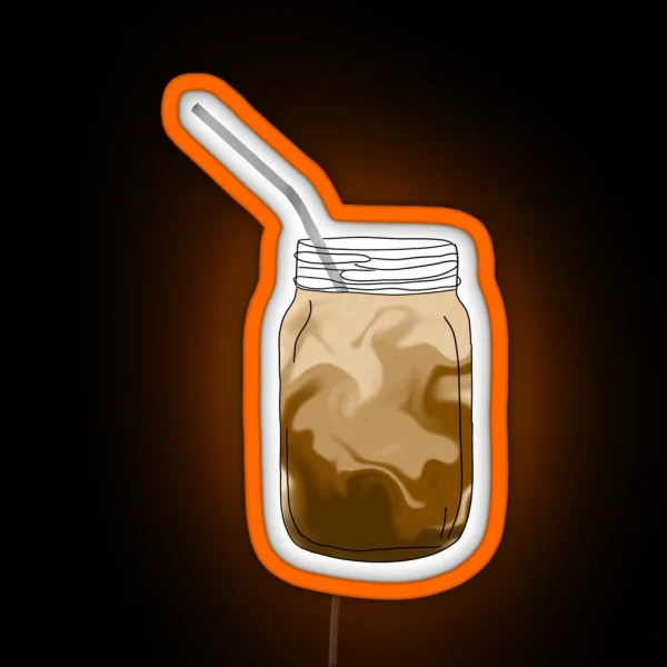 Iced Coffee In Mason Jar RGB Neon Sign