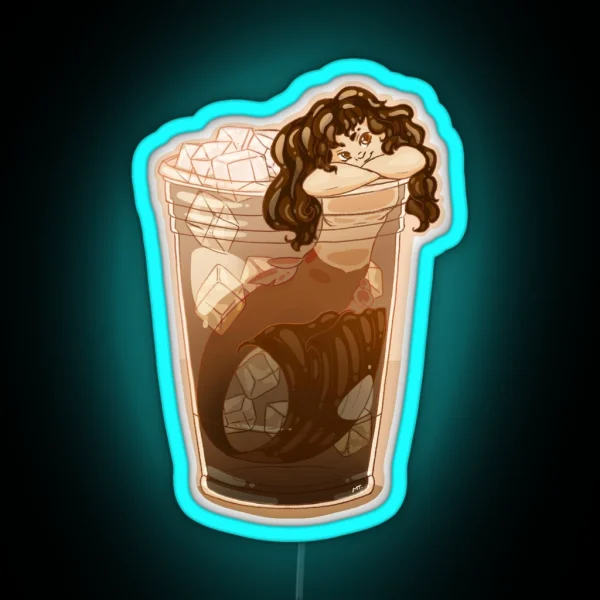 Iced Coffee Mermaid RGB Neon Sign