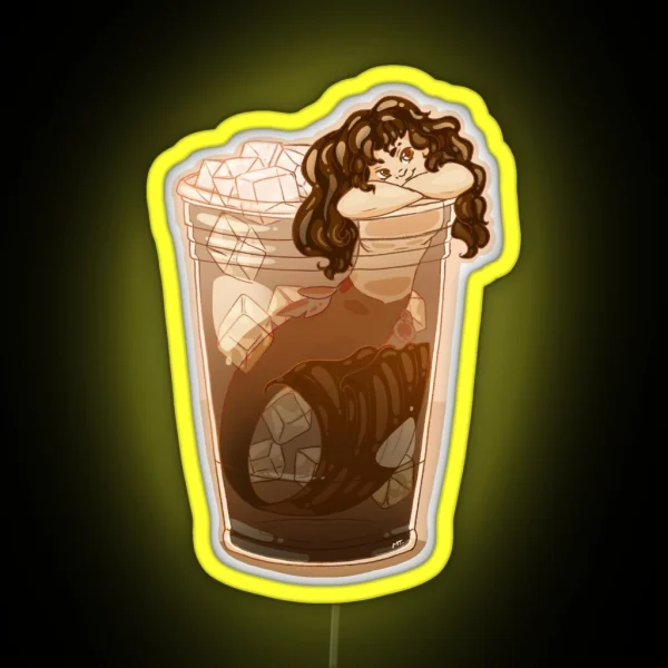 Iced Coffee Mermaid RGB Neon Sign