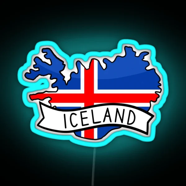 Iceland Flag Map Led RGB Neon Sign