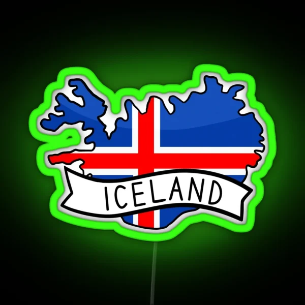Iceland Flag Map Led RGB Neon Sign