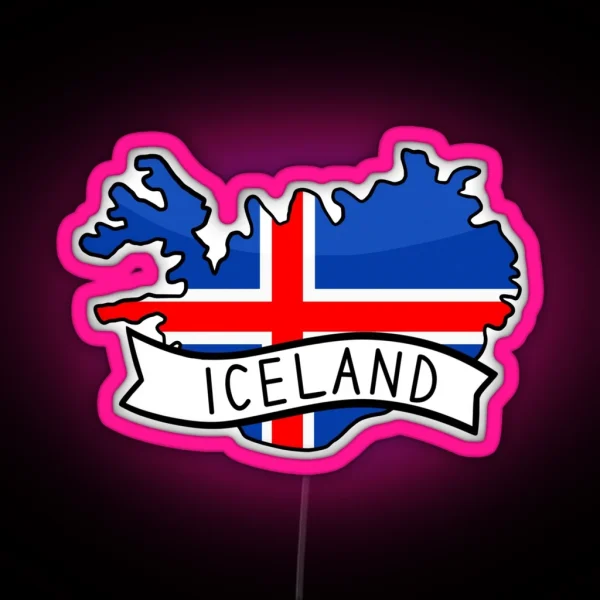 Iceland Flag Map Led RGB Neon Sign