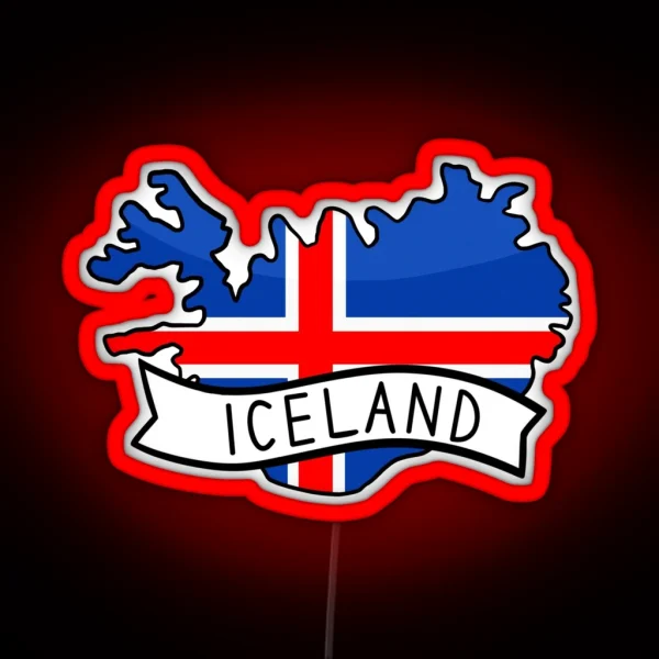 Iceland Flag Map Led RGB Neon Sign