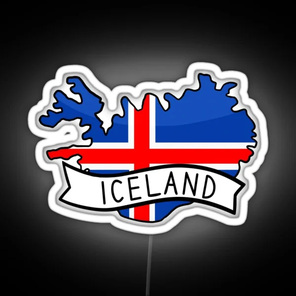 Iceland Flag Map Led RGB Neon Sign