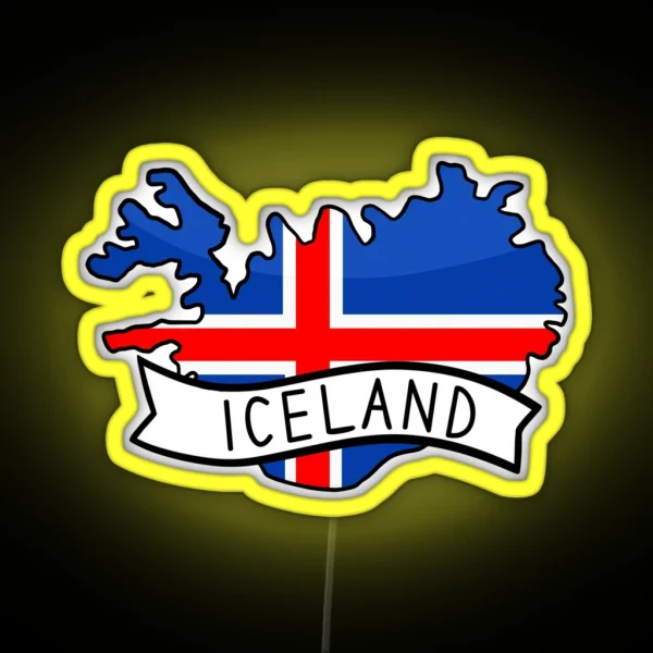 Iceland Flag Map Led RGB Neon Sign