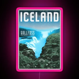 Iceland S Gullfoss Waterfall RGB Neon Sign