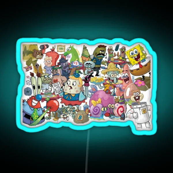 Iconic Spongebob Characters RGB Neon Sign