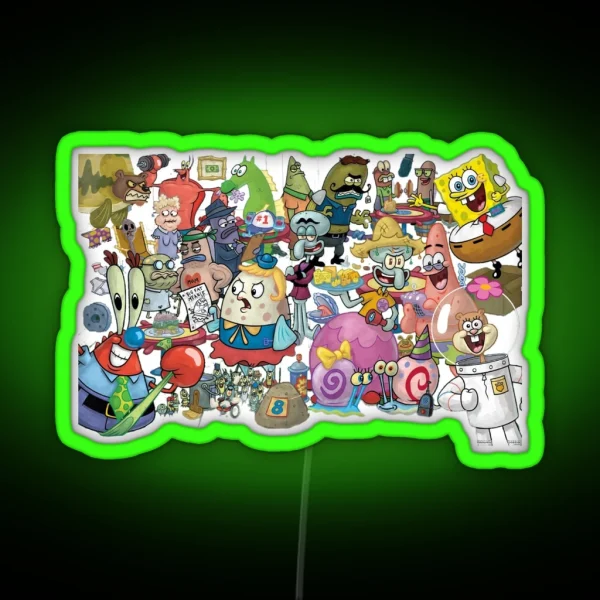 Iconic Spongebob Characters RGB Neon Sign