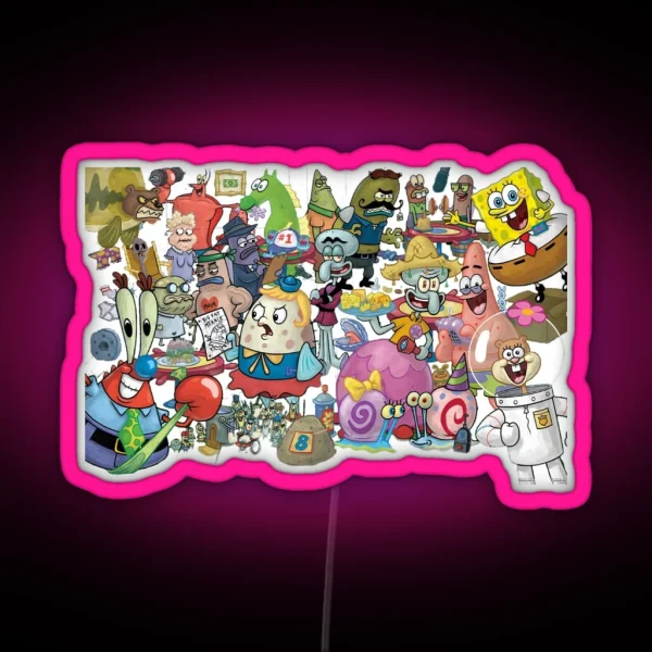 Iconic Spongebob Characters RGB Neon Sign