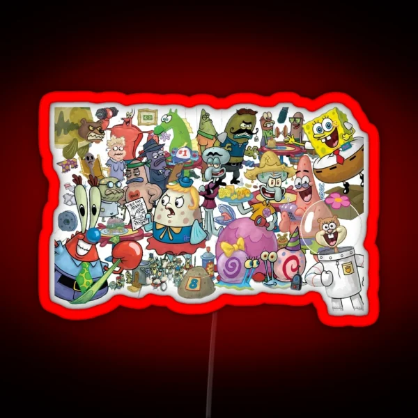 Iconic Spongebob Characters RGB Neon Sign