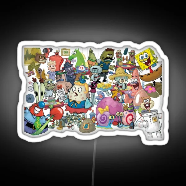 Iconic Spongebob Characters RGB Neon Sign