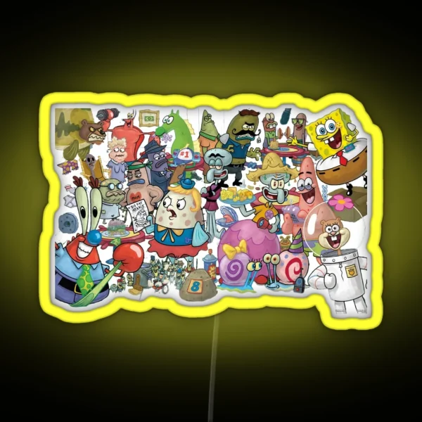 Iconic Spongebob Characters RGB Neon Sign