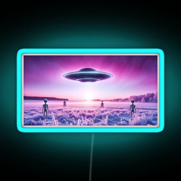 Icy Encounter Purple Twilight And Alien RGB Neon Sign