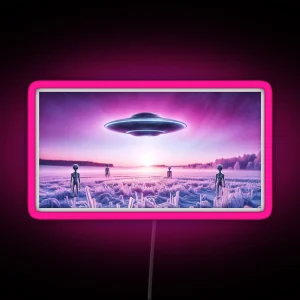 Icy Encounter Purple Twilight And Alien Visitation RGB Neon Sign