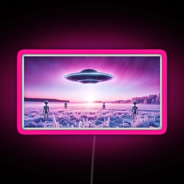 Icy Encounter Purple Twilight And Alien RGB Neon Sign