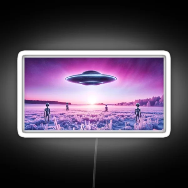 Icy Encounter Purple Twilight And Alien RGB Neon Sign