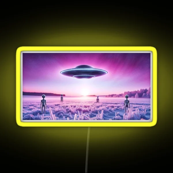 Icy Encounter Purple Twilight And Alien RGB Neon Sign