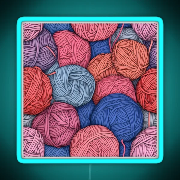 Illustrated Balls Of Yarn 0335 RGB Neon Sign