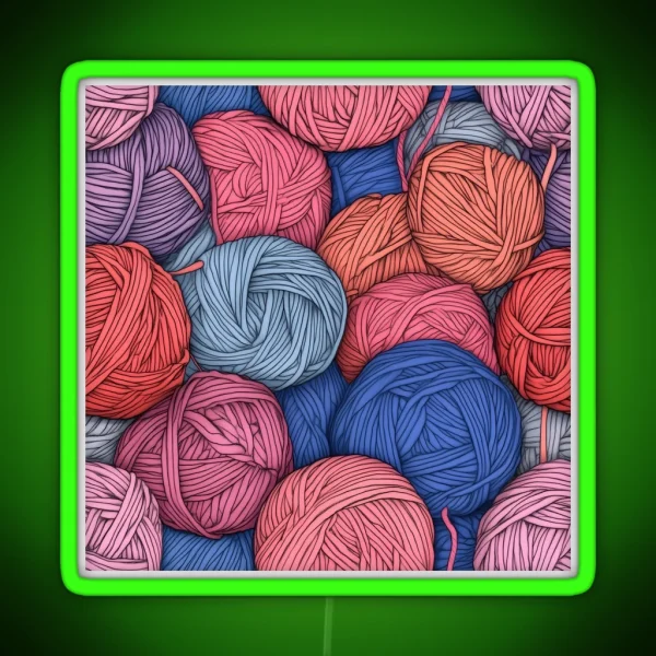 Illustrated Balls Of Yarn 0335 RGB Neon Sign