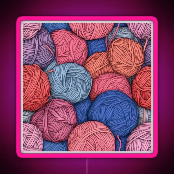 Illustrated Balls Of Yarn 0335 RGB Neon Sign