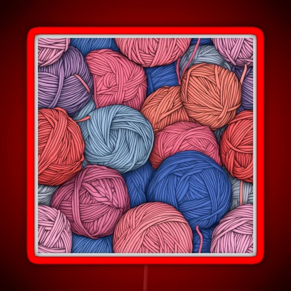 Illustrated Balls Of Yarn 0335 RGB Neon Sign